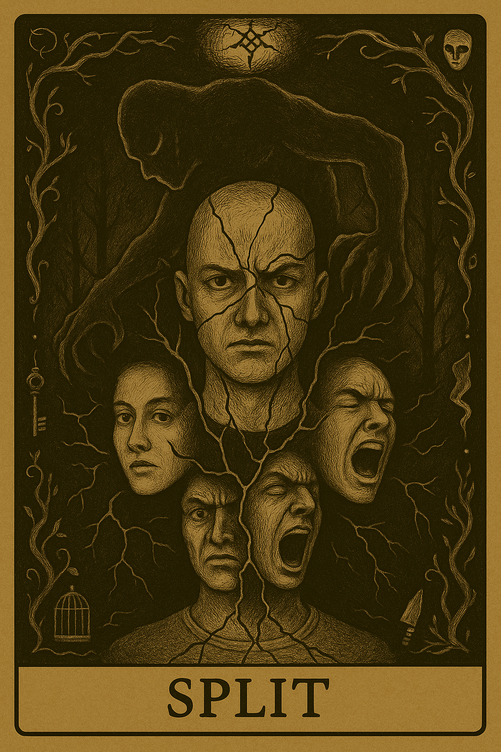 Split tarot card